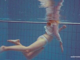 Tremendous bewitching lustful teen cookie Melisa Darkova swimming nude alone